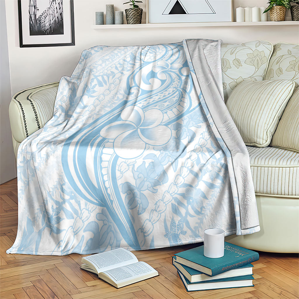 Hawaii Plumeria Lokelani Pikake Lei Blanket Uliuli Polynesian Tattoo LT9 Blue - Polynesian Pride