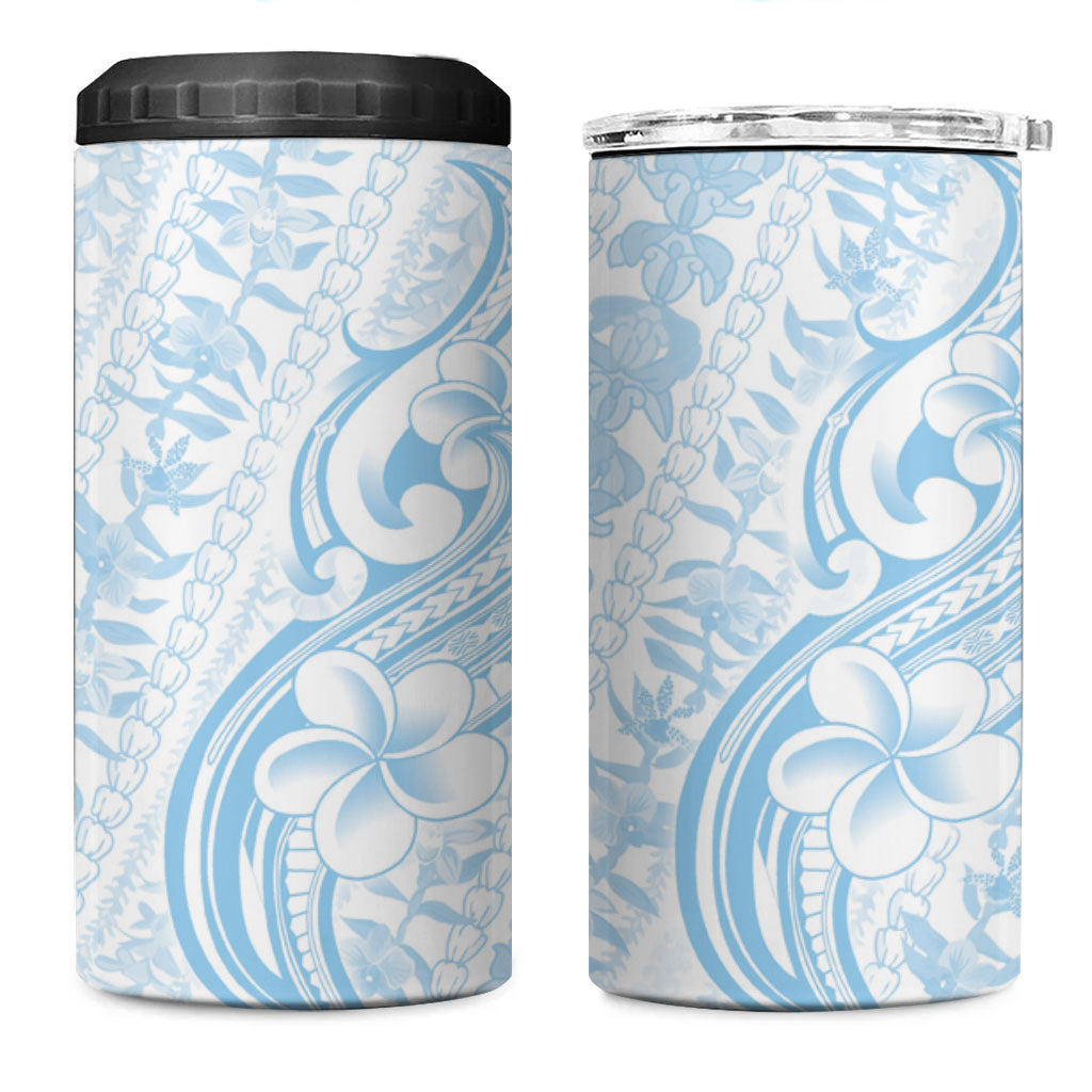 Hawaii Plumeria Lokelani Pikake Lei 4 in 1 Can Cooler Tumbler Uliuli Polynesian Tattoo