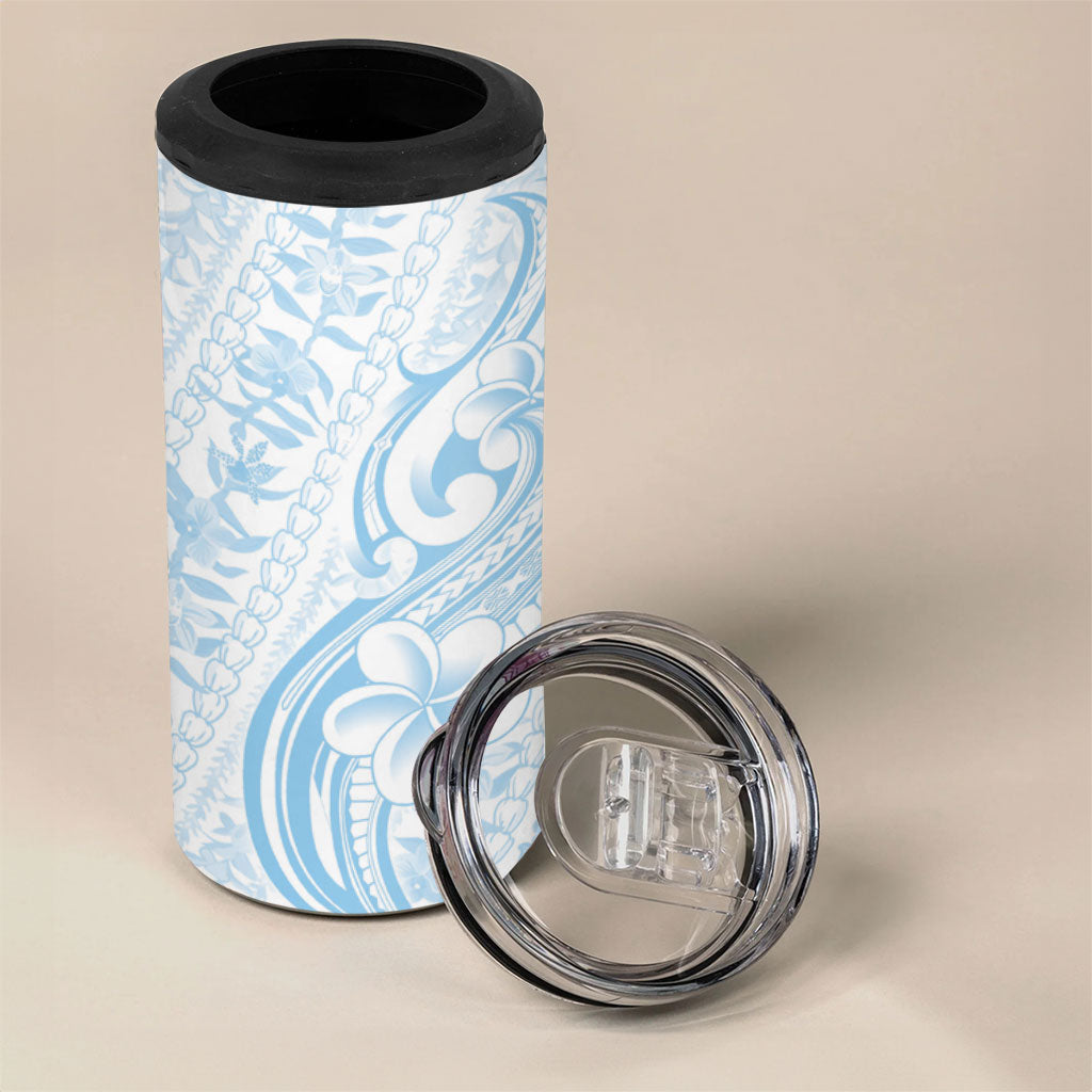 Hawaii Plumeria Lokelani Pikake Lei 4 in 1 Can Cooler Tumbler Uliuli Polynesian Tattoo