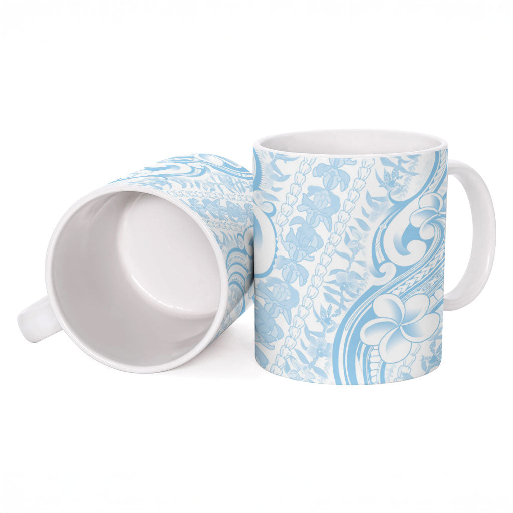 Hawaii Plumeria Lokelani Pikake Lei Ceramic Mug Uliuli Polynesian Tattoo