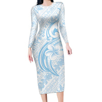 Hawaii Plumeria Lokelani Pikake Lei Family Matching Long Sleeve Bodycon Dress and Hawaiian Shirt Uliuli Polynesian Tattoo
