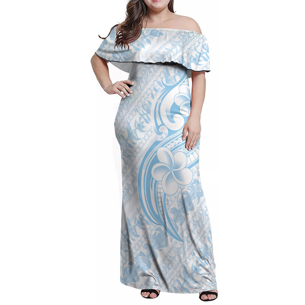 Hawaii Plumeria Lokelani Pikake Lei Family Matching Off Shoulder Maxi Dress and Hawaiian Shirt Uliuli Polynesian Tattoo