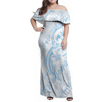 Hawaii Plumeria Lokelani Pikake Lei Family Matching Off Shoulder Maxi Dress and Hawaiian Shirt Uliuli Polynesian Tattoo