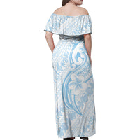 Hawaii Plumeria Lokelani Pikake Lei Family Matching Off Shoulder Maxi Dress and Hawaiian Shirt Uliuli Polynesian Tattoo