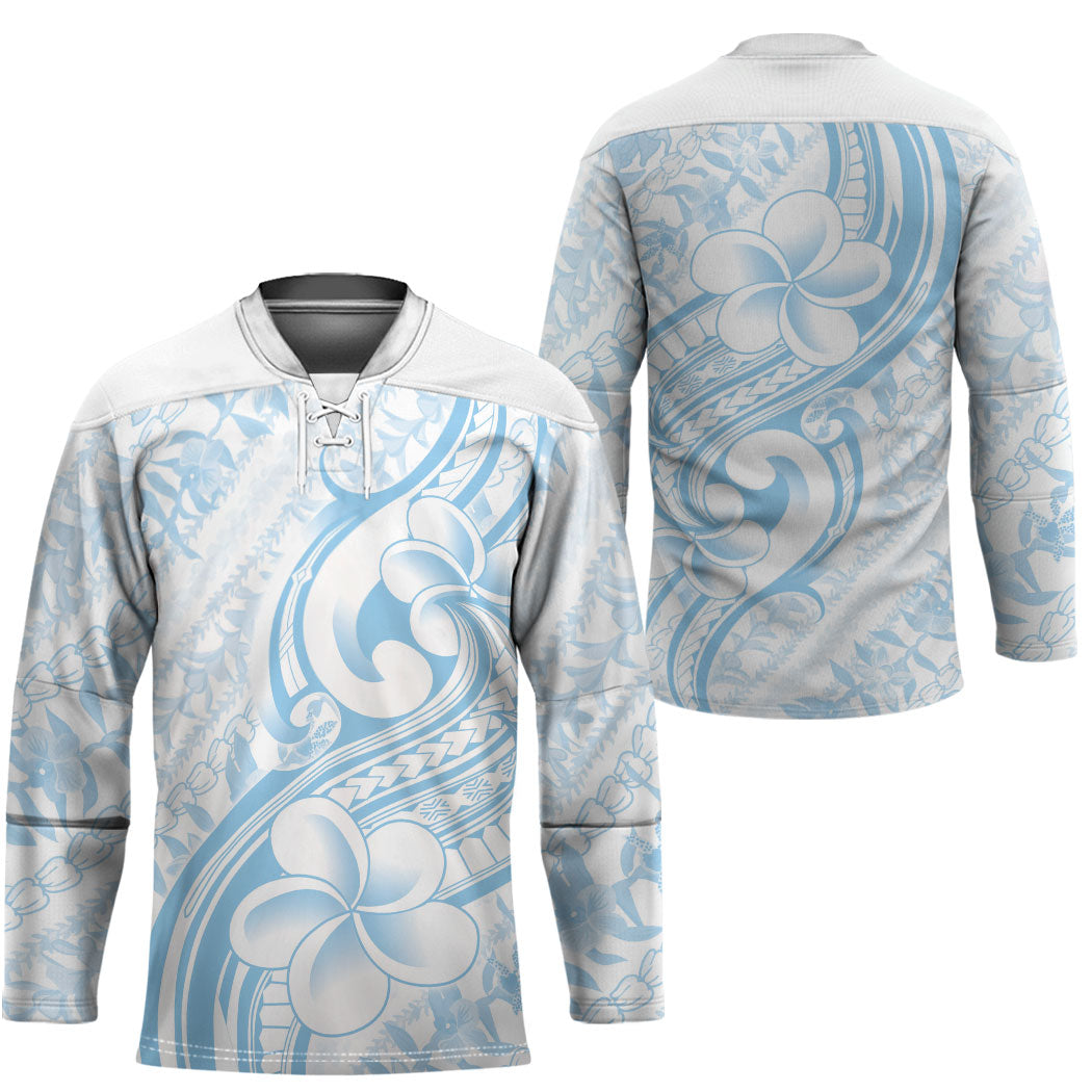 Hawaii Plumeria Lokelani Pikake Lei Hockey Jersey Uliuli Polynesian Tattoo