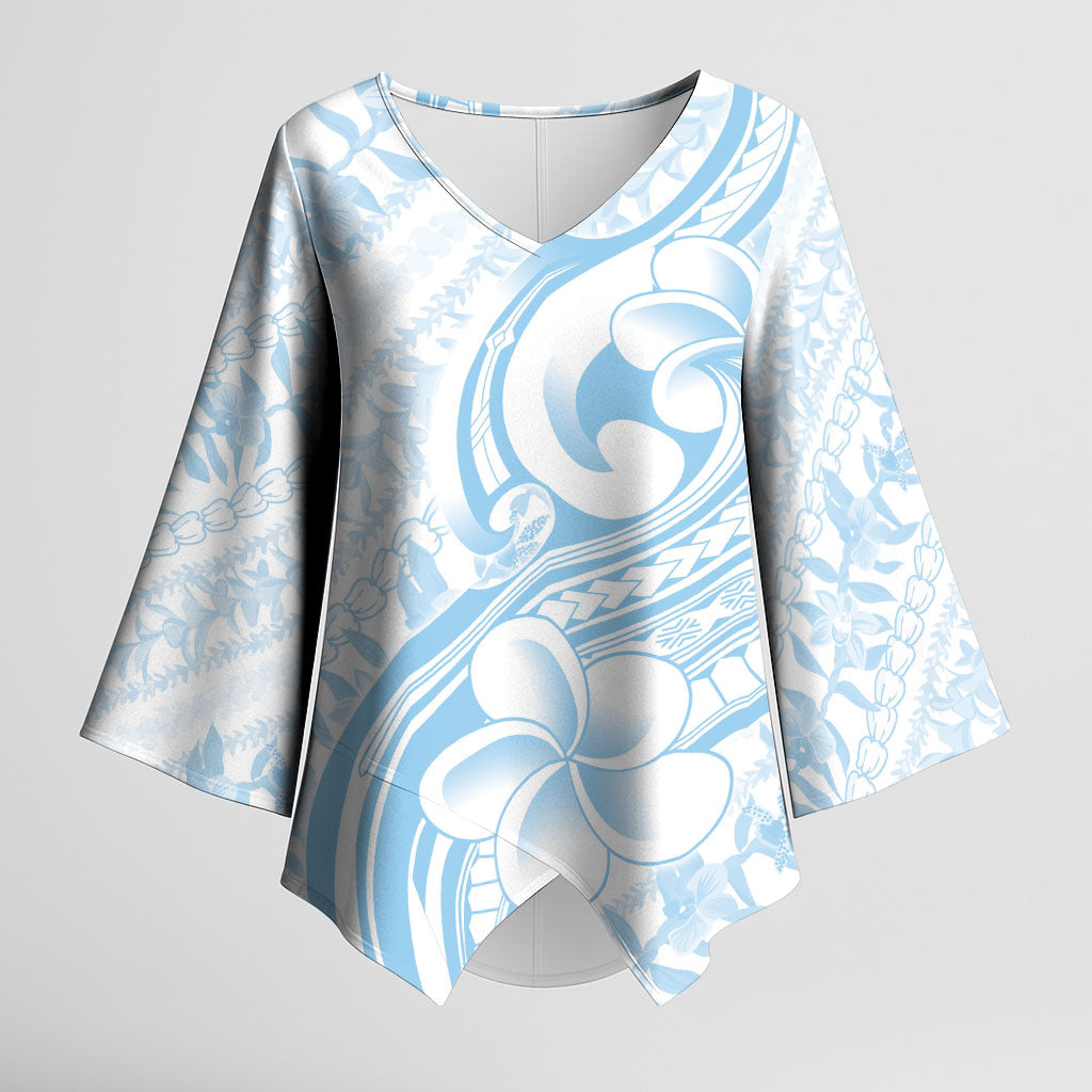 Hawaii Plumeria Lokelani Pikake Lei Kimono Sleeve Blouse Uliuli Polynesian Tattoo