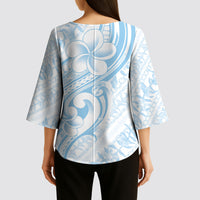 Hawaii Plumeria Lokelani Pikake Lei Kimono Sleeve Blouse Uliuli Polynesian Tattoo