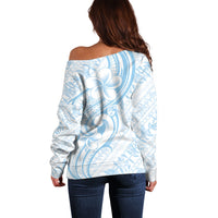 Hawaii Plumeria Lokelani Pikake Lei Off Shoulder Sweater Uliuli Polynesian Tattoo