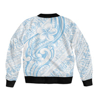 Hawaii Plumeria Lokelani Pikake Lei Sleeve Zip Bomber Jacket Uliuli Polynesian Tattoo