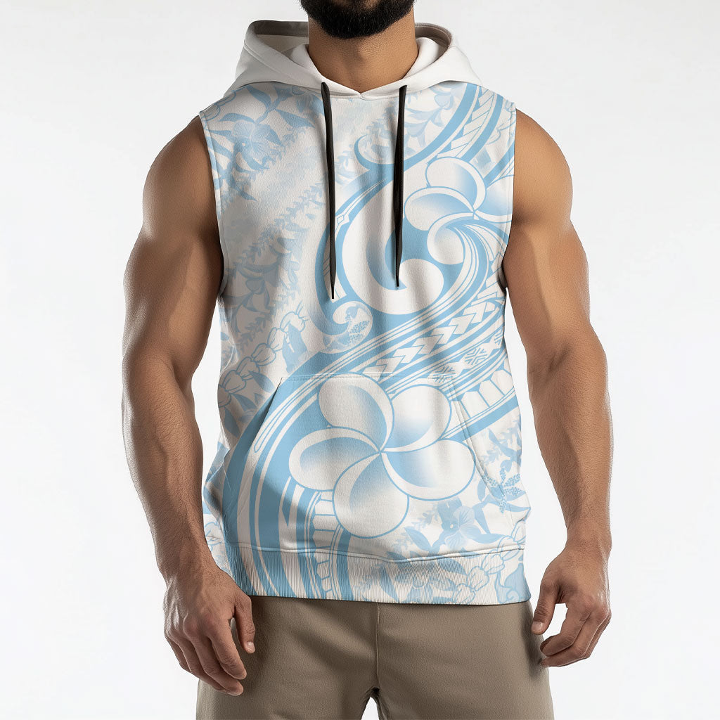 Hawaii Plumeria Lokelani Pikake Lei Sleeveless Hoodie Uliuli Polynesian Tattoo
