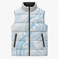 Hawaii Plumeria Lokelani Pikake Lei Sleeveless Puffer Jacket Uliuli Polynesian Tattoo
