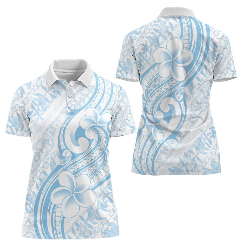Hawaii Plumeria Lokelani Pikake Lei Women Polo Shirt Uliuli Polynesian Tattoo
