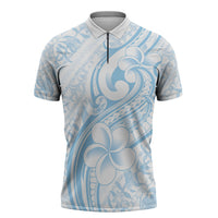 Hawaii Plumeria Lokelani Pikake Lei Zipper Polo Shirt Uliuli Polynesian Tattoo
