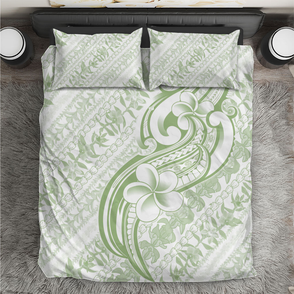 Hawaii Plumeria Lokelani Pikake Lei Bedding Set Oma'oma'o Polynesian Tattoo