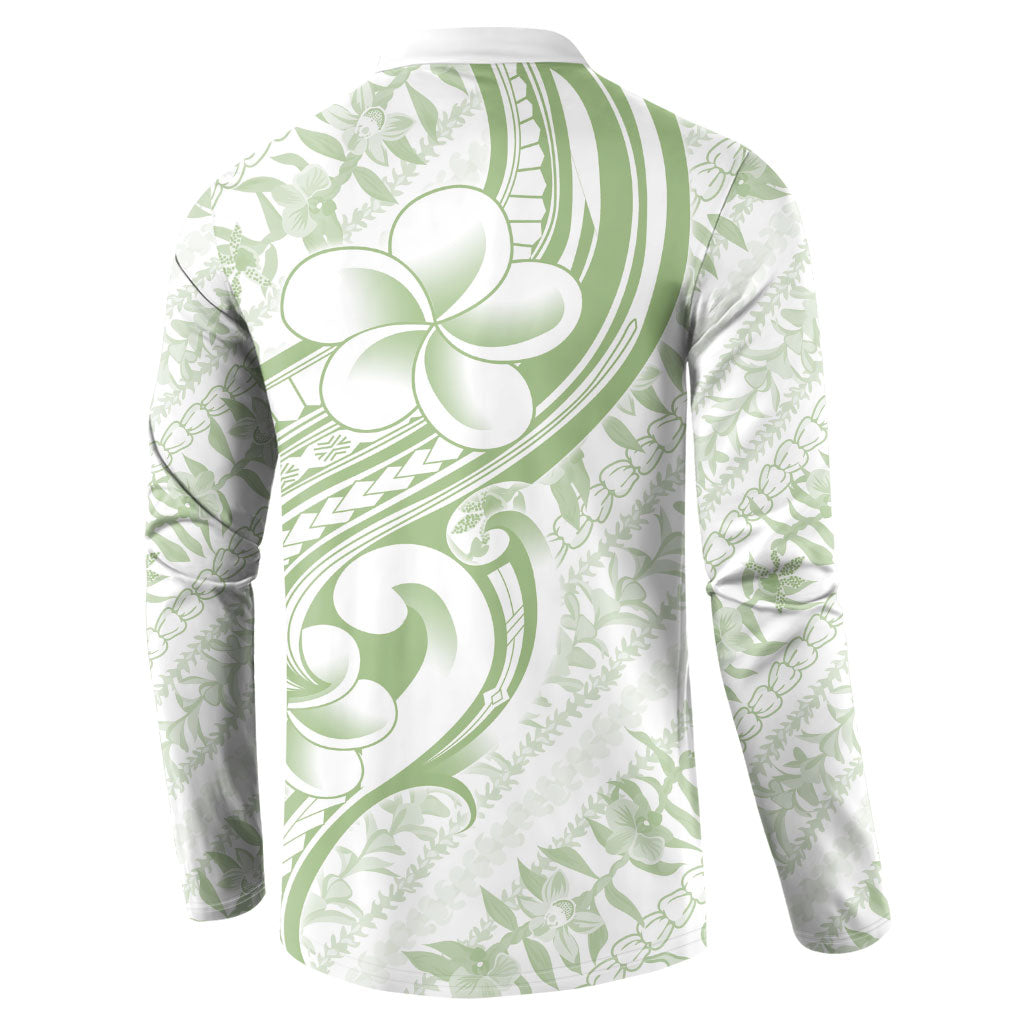 Hawaii Plumeria Lokelani Pikake Lei Button Sweatshirt Oma'oma'o Polynesian Tattoo