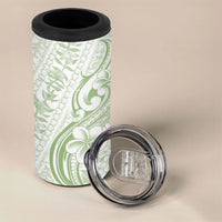 Hawaii Plumeria Lokelani Pikake Lei 4 in 1 Can Cooler Tumbler Oma'oma'o Polynesian Tattoo
