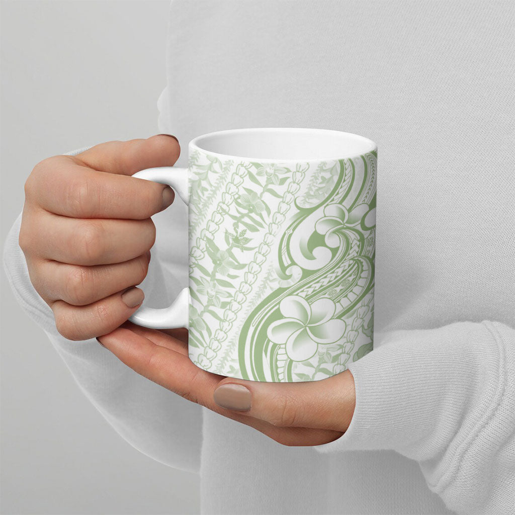 Hawaii Plumeria Lokelani Pikake Lei Ceramic Mug Oma'oma'o Polynesian Tattoo