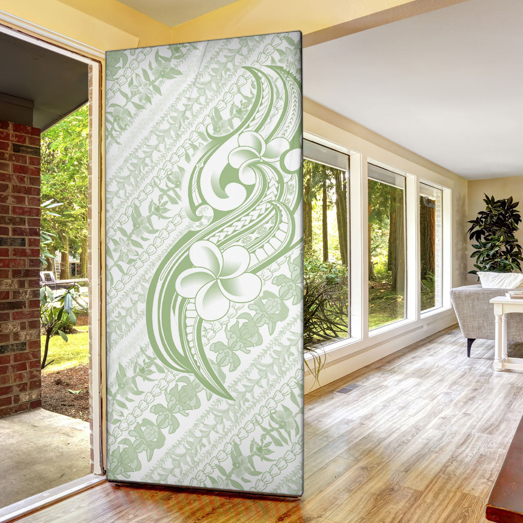 Hawaii Plumeria Lokelani Pikake Lei Door Cover Oma'oma'o Polynesian Tattoo