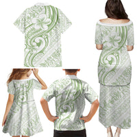 Hawaii Plumeria Lokelani Pikake Lei Family Matching Puletasi and Hawaiian Shirt Oma'oma'o Polynesian Tattoo