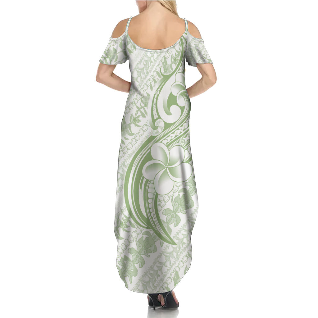 Hawaii Plumeria Lokelani Pikake Lei Family Matching Summer Maxi Dress and Hawaiian Shirt Oma'oma'o Polynesian Tattoo