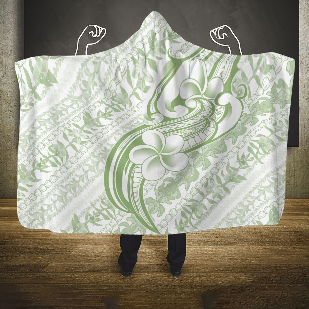 Hawaii Plumeria Lokelani Pikake Lei Hooded Blanket Oma'oma'o Polynesian Tattoo