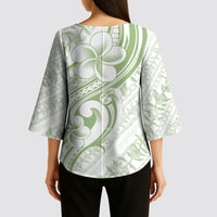 Hawaii Plumeria Lokelani Pikake Lei Kimono Sleeve Blouse Oma'oma'o Polynesian Tattoo