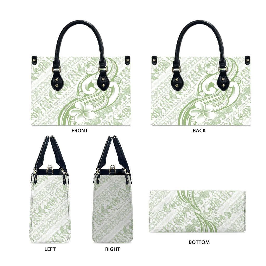 Hawaii Plumeria Lokelani Pikake Lei Leather Bag Oma'oma'o Polynesian Tattoo