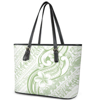 Hawaii Plumeria Lokelani Pikake Lei Leather Tote Bag Oma'oma'o Polynesian Tattoo