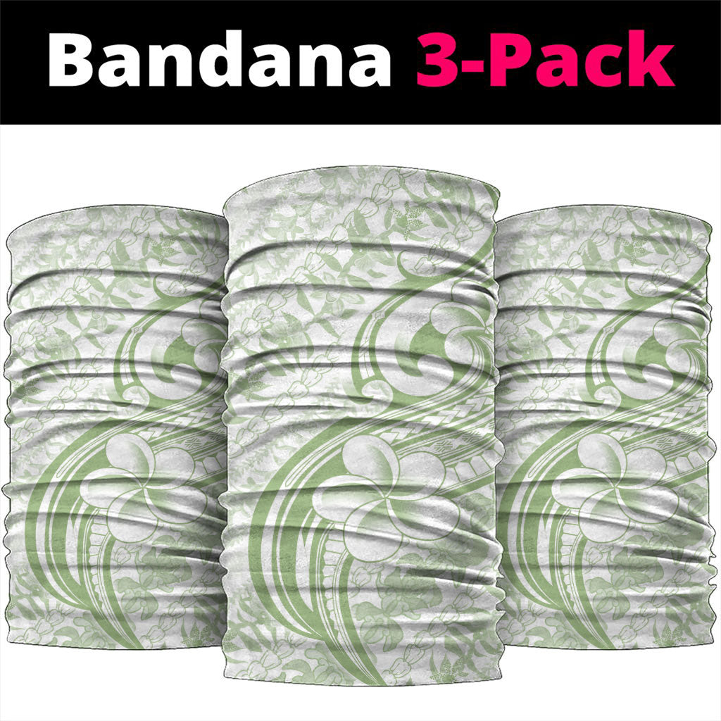 Hawaii Plumeria Lokelani Pikake Lei Neck Gaiter Oma'oma'o Polynesian Tattoo LT9 package One Size: 25*50cm Green - Polynesian Pride