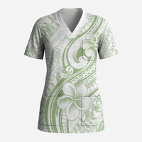 Hawaii Plumeria Lokelani Pikake Lei Scrub Top Oma'oma'o Polynesian Tattoo