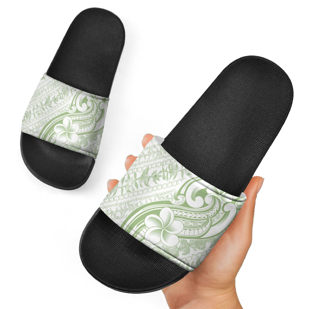 Hawaii Plumeria Lokelani Pikake Lei Slide Sandals Oma'oma'o Polynesian Tattoo