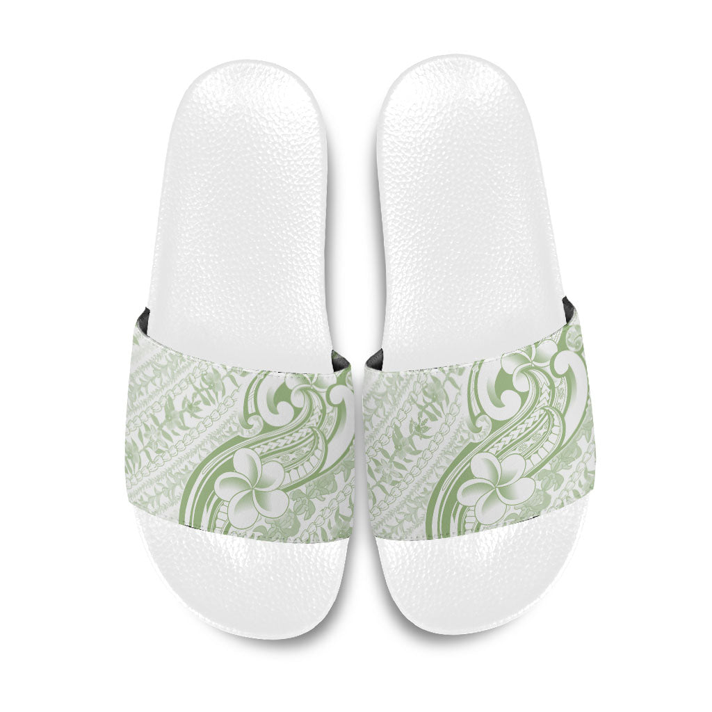 Hawaii Plumeria Lokelani Pikake Lei Slide Sandals Oma'oma'o Polynesian Tattoo