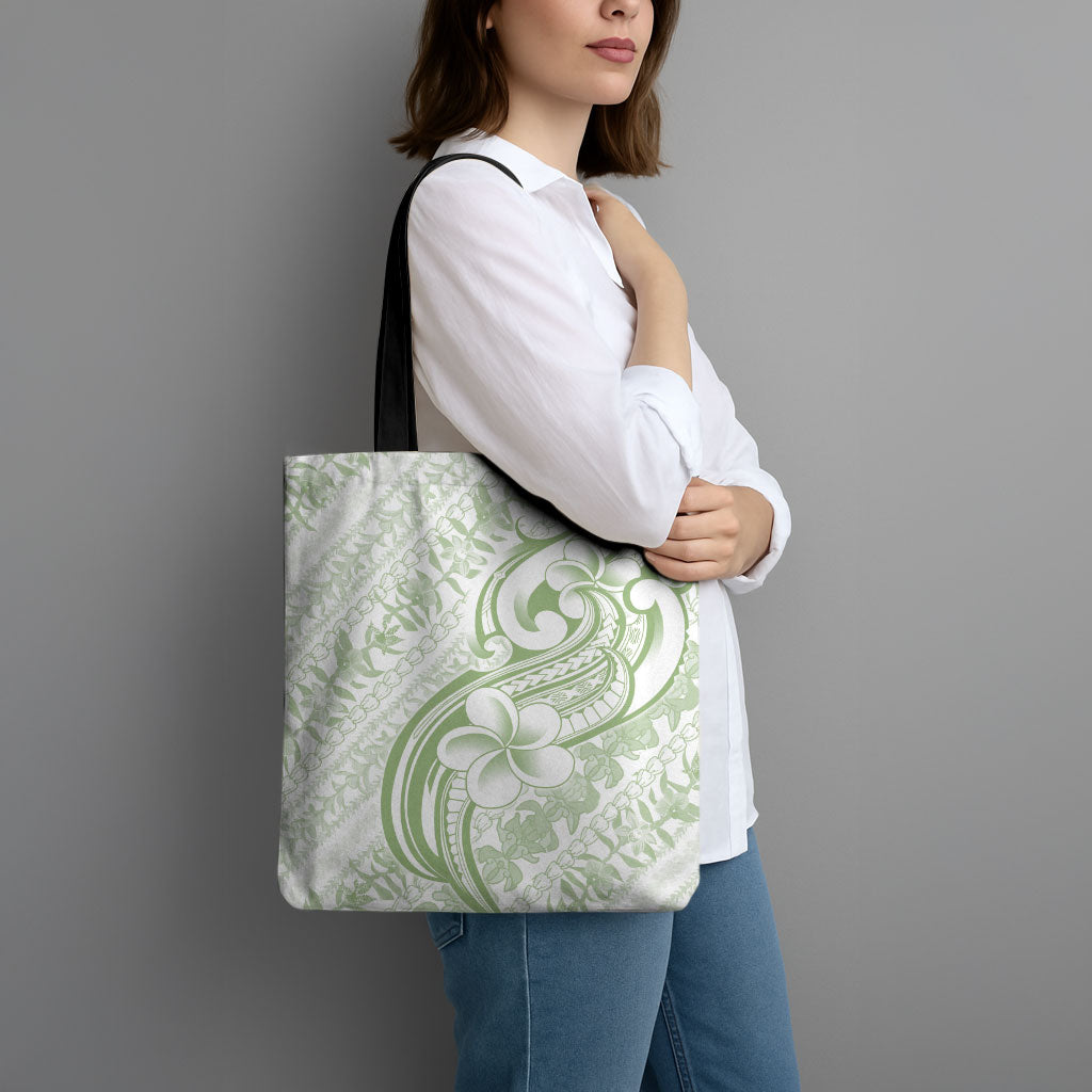 Hawaii Plumeria Lokelani Pikake Lei Tote Bag Oma'oma'o Polynesian Tattoo