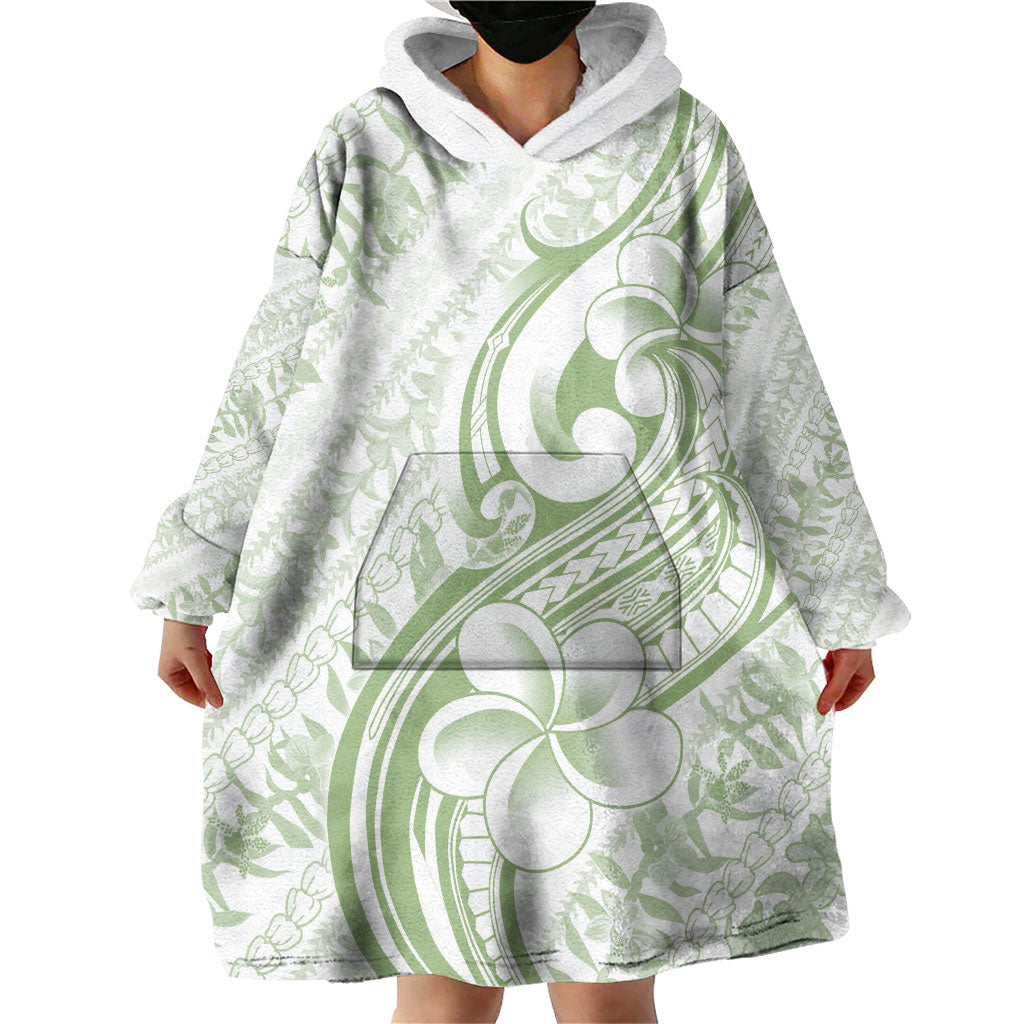 Hawaii Plumeria Lokelani Pikake Lei Wearable Blanket Hoodie Oma'oma'o Polynesian Tattoo