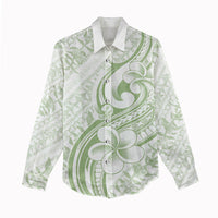 Hawaii Plumeria Lokelani Pikake Lei Women Casual Shirt Oma'oma'o Polynesian Tattoo