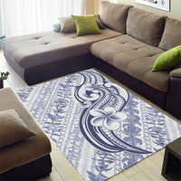 Hawaii Plumeria Lokelani Pikake Lei Area Rug Navy Blue Polynesian Tattoo