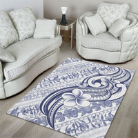 Hawaii Plumeria Lokelani Pikake Lei Area Rug Navy Blue Polynesian Tattoo