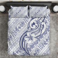 Hawaii Plumeria Lokelani Pikake Lei Bedding Set Navy Blue Polynesian Tattoo
