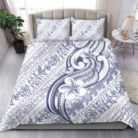 Hawaii Plumeria Lokelani Pikake Lei Bedding Set Navy Blue Polynesian Tattoo