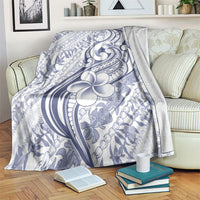 Hawaii Plumeria Lokelani Pikake Lei Blanket Navy Blue Polynesian Tattoo