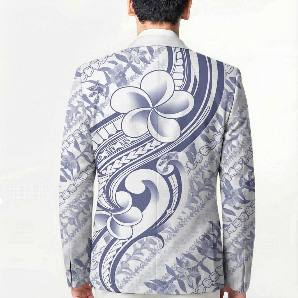 Hawaii Plumeria Lokelani Pikake Lei Blazer Navy Blue Polynesian Tattoo