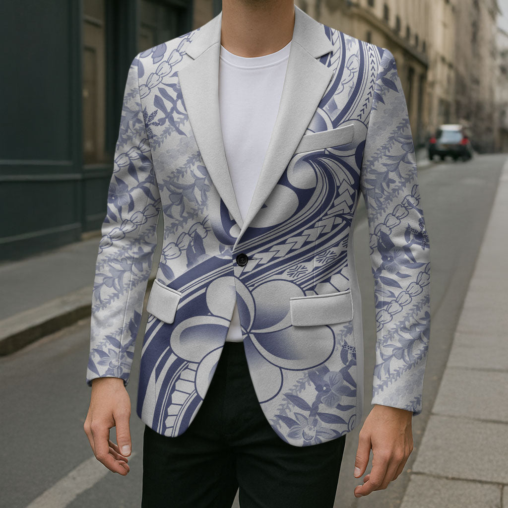 Hawaii Plumeria Lokelani Pikake Lei Blazer Navy Blue Polynesian Tattoo