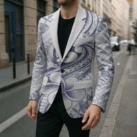 Hawaii Plumeria Lokelani Pikake Lei Blazer Navy Blue Polynesian Tattoo