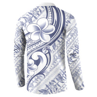 Hawaii Plumeria Lokelani Pikake Lei Button Sweatshirt Navy Blue Polynesian Tattoo