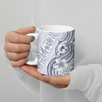 Hawaii Plumeria Lokelani Pikake Lei Ceramic Mug Navy Blue Polynesian Tattoo