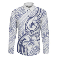 Hawaii Plumeria Lokelani Pikake Lei Family Matching Off The Shoulder Long Sleeve Dress and Hawaiian Shirt Navy Blue Polynesian Tattoo