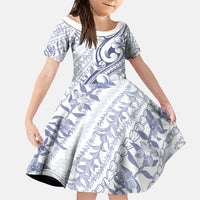 Hawaii Plumeria Lokelani Pikake Lei Family Matching Short Sleeve Bodycon Dress and Hawaiian Shirt Navy Blue Polynesian Tattoo