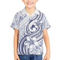 Hawaii Plumeria Lokelani Pikake Lei Family Matching Short Sleeve Bodycon Dress and Hawaiian Shirt Navy Blue Polynesian Tattoo