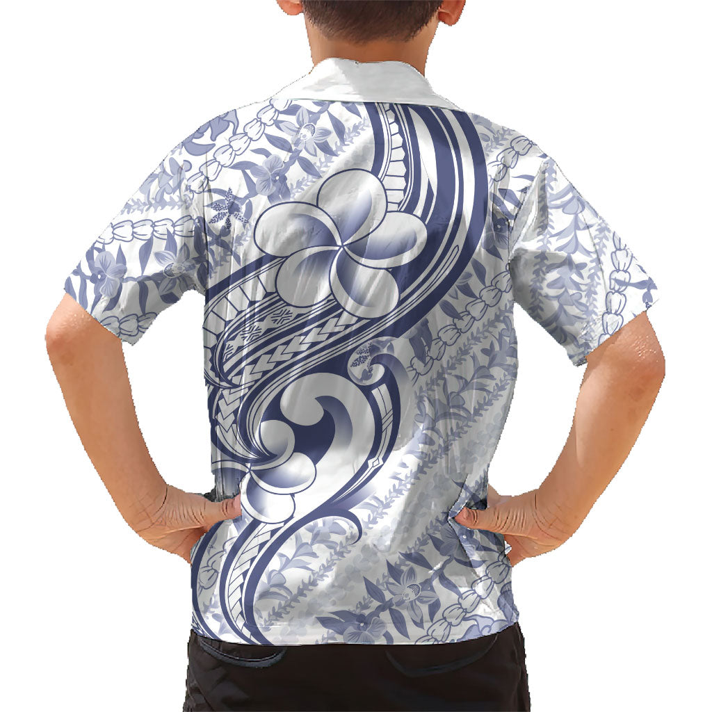 Hawaii Plumeria Lokelani Pikake Lei Hawaiian Shirt Navy Blue Polynesian Tattoo