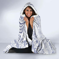 Hawaii Plumeria Lokelani Pikake Lei Hooded Blanket Navy Blue Polynesian Tattoo